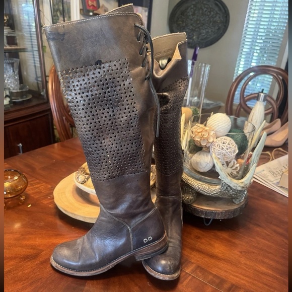 BED STU Cambridge
Perforated Distressed Tall Leather Moto Biker Boots - Picture 5 of 7